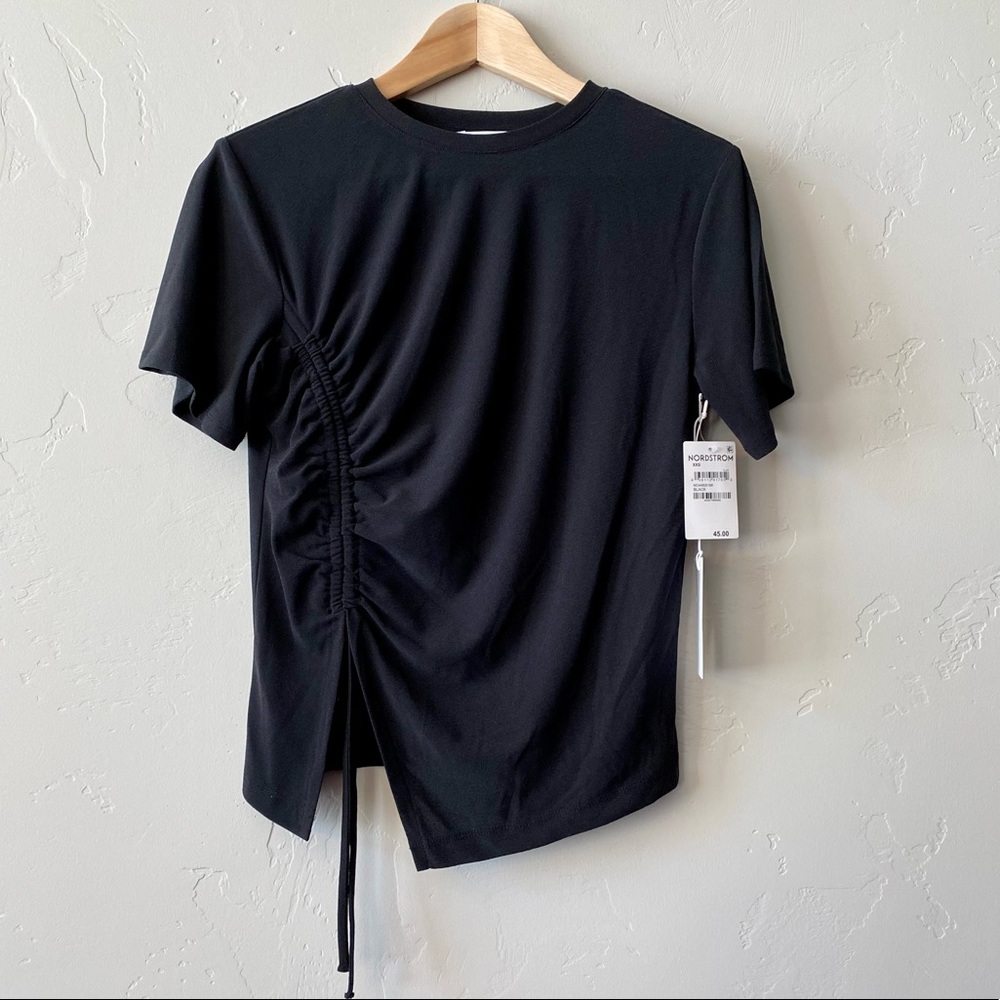 Nordstrom Women’s Everleigh Cinched Side Top Size XXS Black NWT
